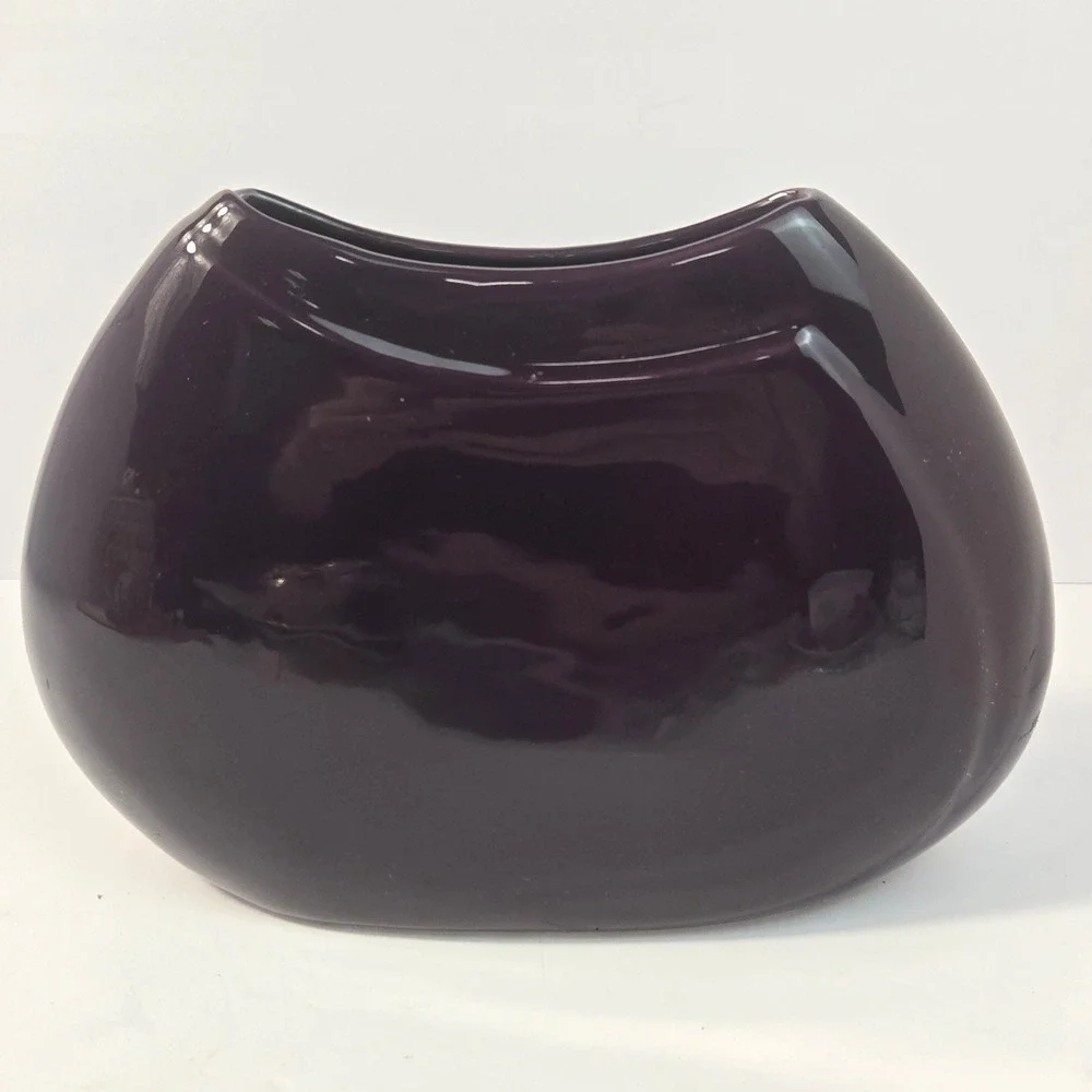 Royal Haeger Plum Purple Ceramic Vase Handcrafted USA 2004 Oval Glossy 382-02